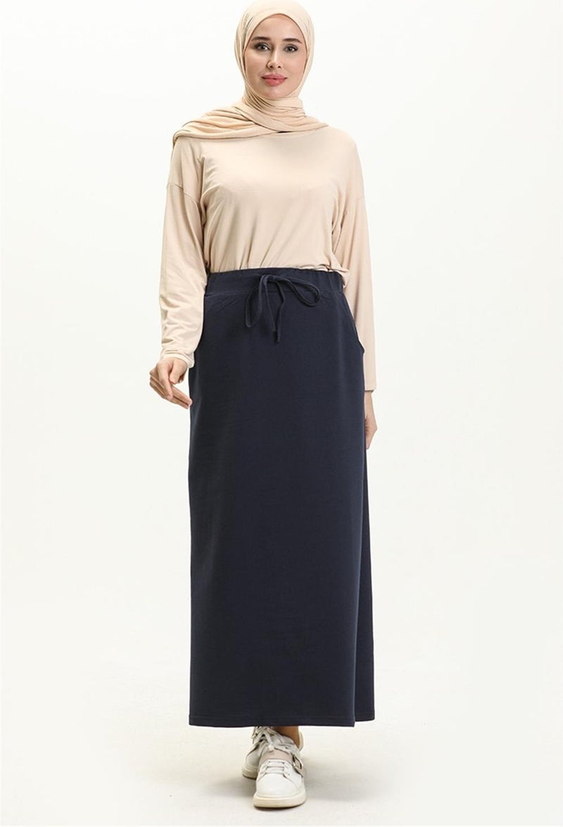 Bwest Waist Tied Pocket Sports Skirt - 0152 - Navy Blue  - Image 2
