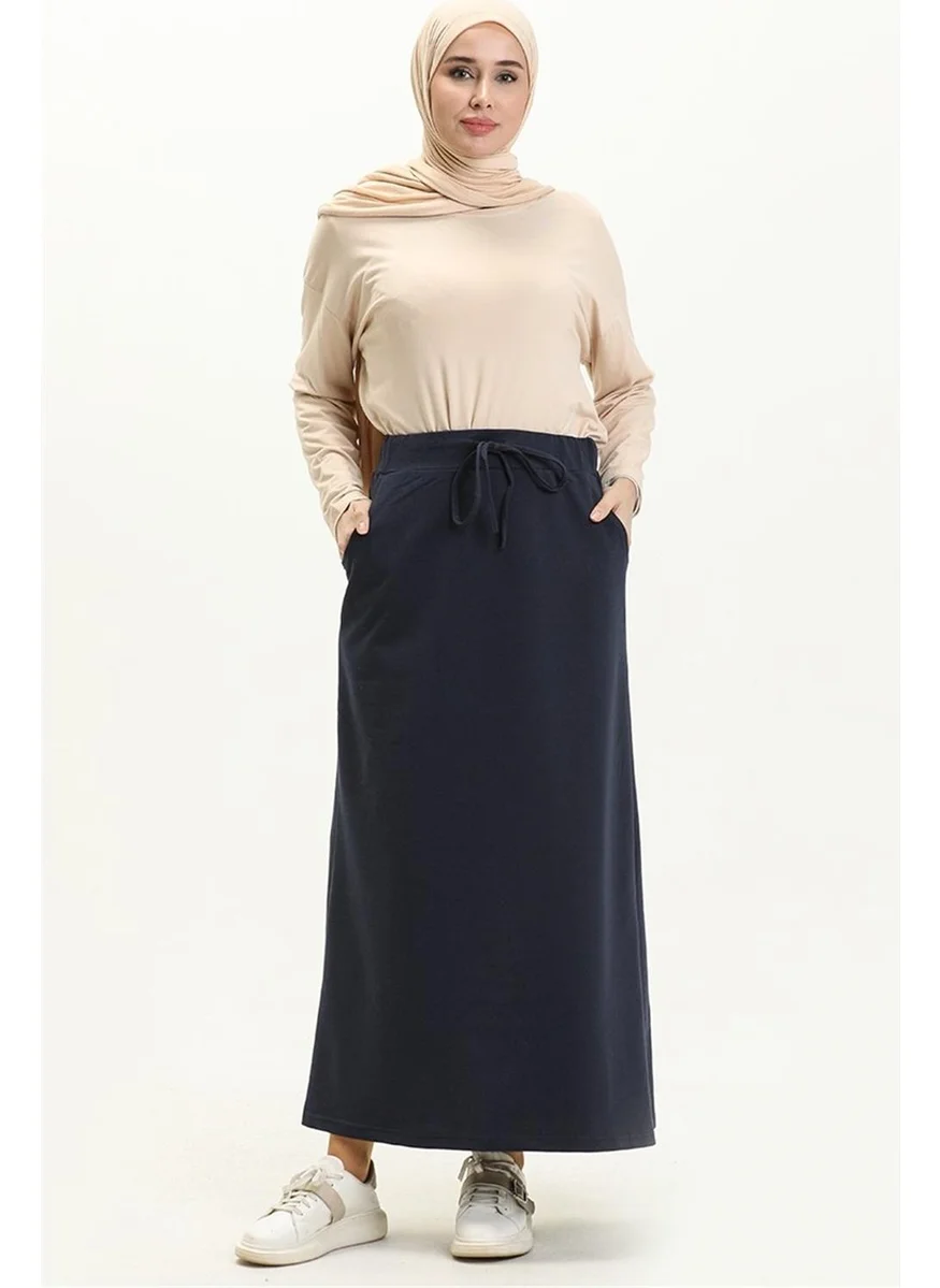 Bwest Waist Tied Pocket Sports Skirt - 0152 - Navy Blue