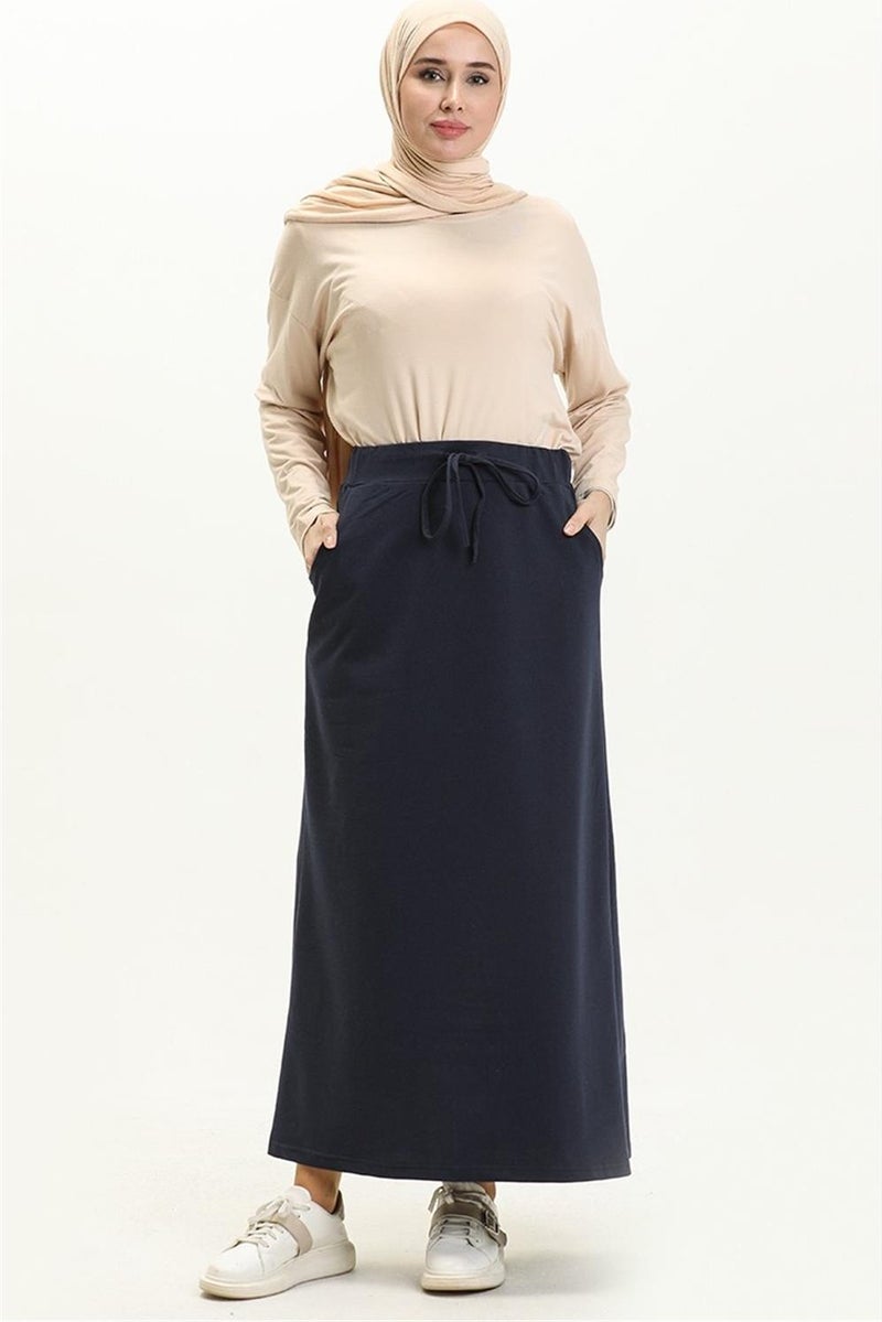 Bwest Waist Tied Pocket Sports Skirt - 0152 - Navy Blue  - Image 1