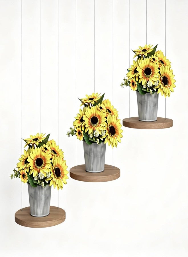 SVENJBB 3-Pack Artificial Sunflower Arrangement in Galvanized Metal Pot, Faux Sunflower Bouquet with Daisies & Greenery, Farmhouse Table Centerpiece Home Décor, 9.5 Inch Height - Image 4