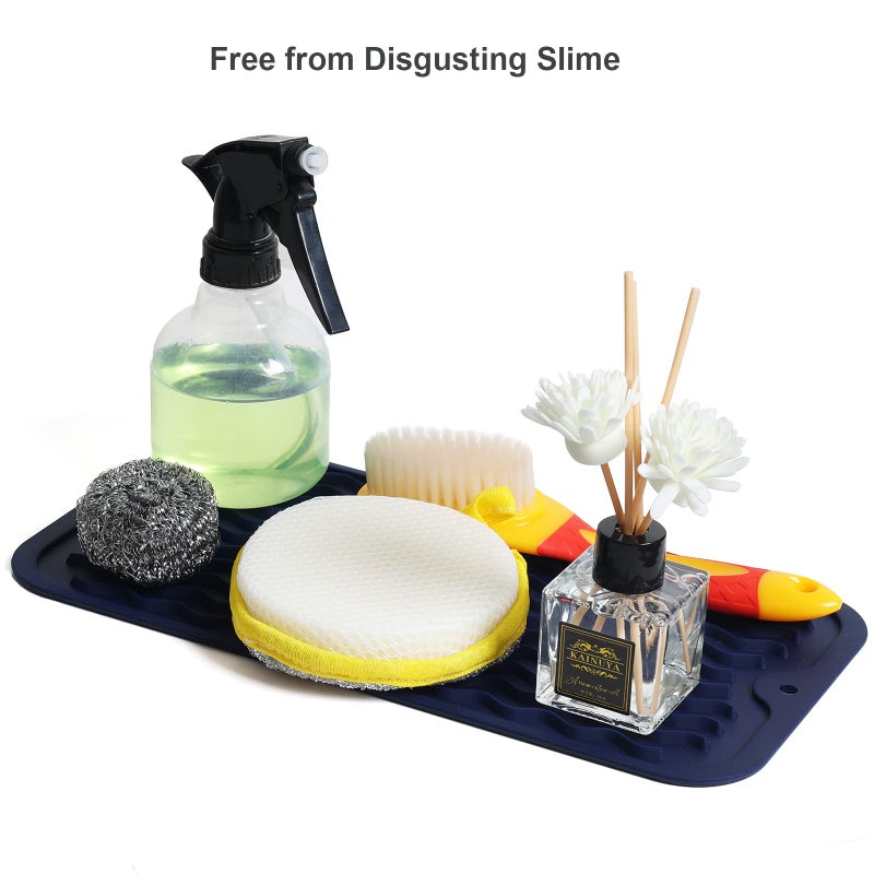 Zlr Silicone Dish Drying Mat For Kitchen Counter Extra Small - Multi Usage Eco Friendly Drying Matt Kitchen Counter - Easy To Clean Heat Resistant Dish Drying Pad - 6"" X 12"" - Midnight Blue - Image 3