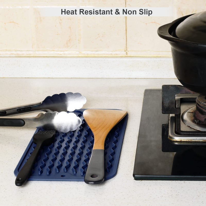Zlr Silicone Dish Drying Mat For Kitchen Counter Extra Small - Multi Usage Eco Friendly Drying Matt Kitchen Counter - Easy To Clean Heat Resistant Dish Drying Pad - 6"" X 12"" - Midnight Blue - Image 5