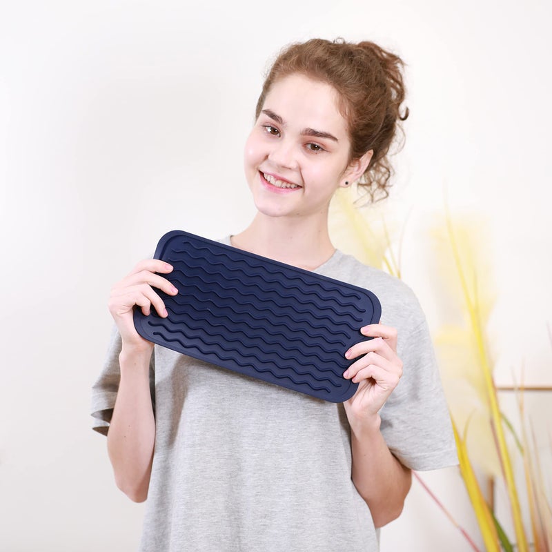 Zlr Silicone Dish Drying Mat For Kitchen Counter Extra Small - Multi Usage Eco Friendly Drying Matt Kitchen Counter - Easy To Clean Heat Resistant Dish Drying Pad - 6"" X 12"" - Midnight Blue - Image 1