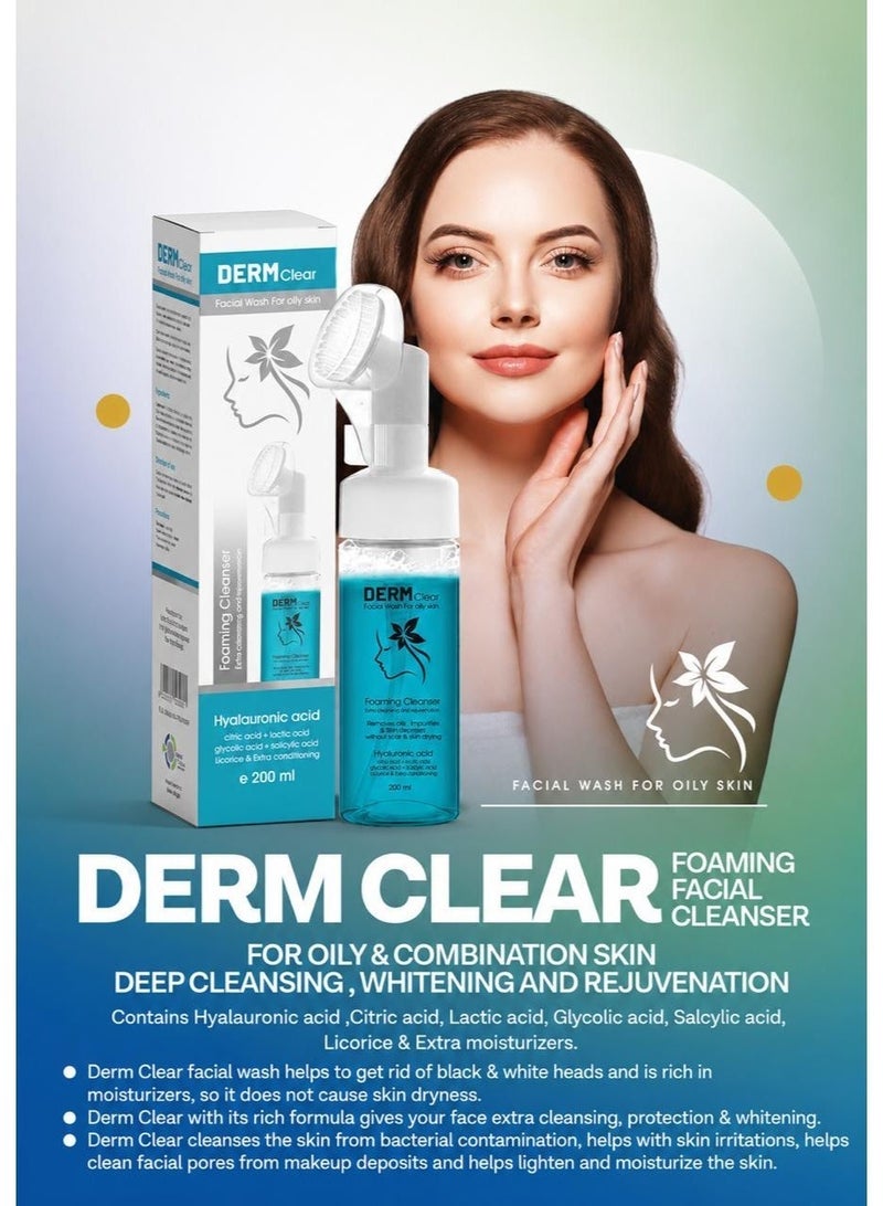 Derm Clear Facial Wash for Oily Skin with Salicylic Acid & Hyaluronic Acid – 200 ml - Image 2