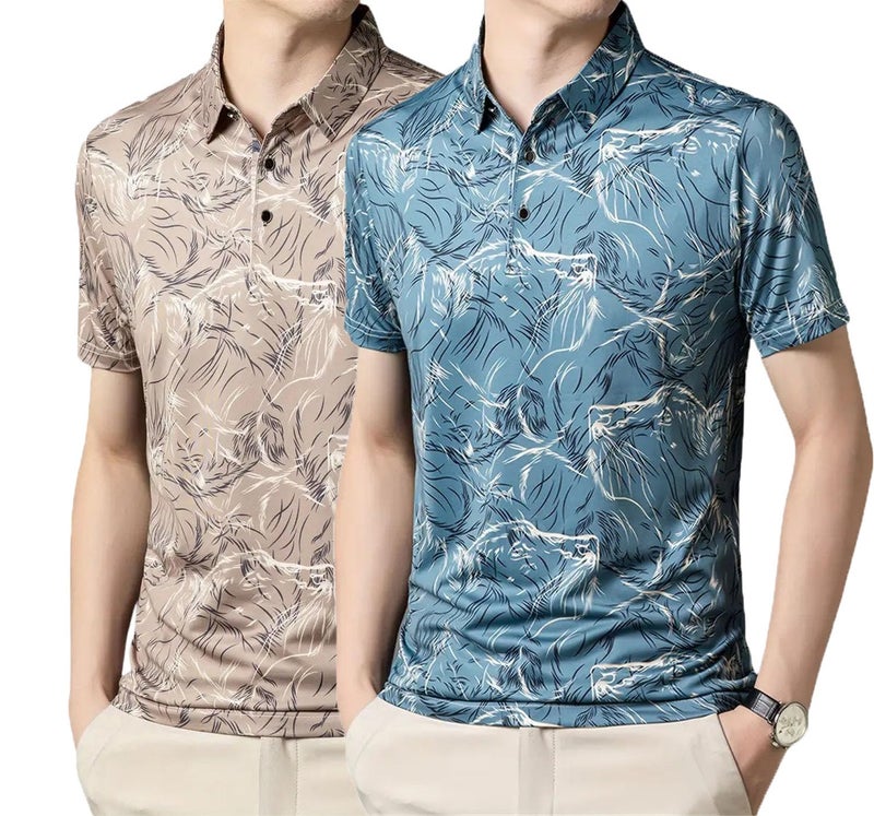 Lymio Polo T Shirt for Men || Men Casual T-Shirt || Polo Available in Combo Pack of 2 (Polo-75-76-Chiku-Blue-L) - Image 1