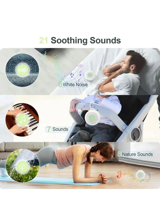 Portable White Noise Machine 21 Soothing Sounds USB Charging 2000mAh Battery Sleep Aid Device 1pc - Image 5