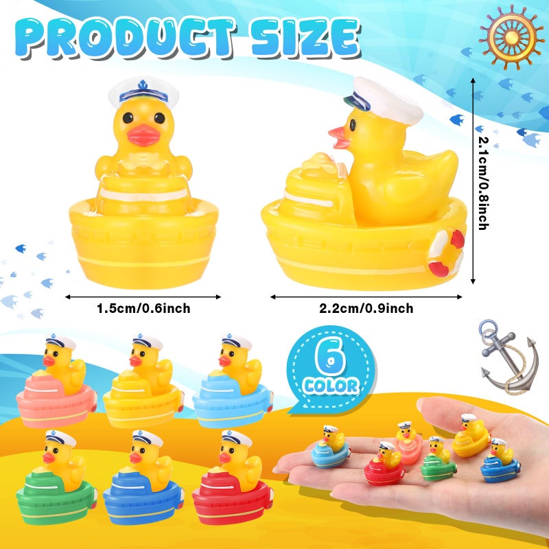 RoundFunny 36 Pcs Mini Ship Ducks Set Tiny Resin Cruise Duck in The Ship Funny Miniature Duck Sailor Figurines Micro Resin Animal Toy for Nautical Cruise Party Favors Hiding Car Garden Decor - Image 4