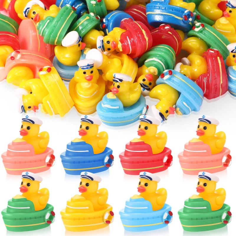 RoundFunny 36 Pcs Mini Ship Ducks Set Tiny Resin Cruise Duck in The Ship Funny Miniature Duck Sailor Figurines Micro Resin Animal Toy for Nautical Cruise Party Favors Hiding Car Garden Decor - Image 1