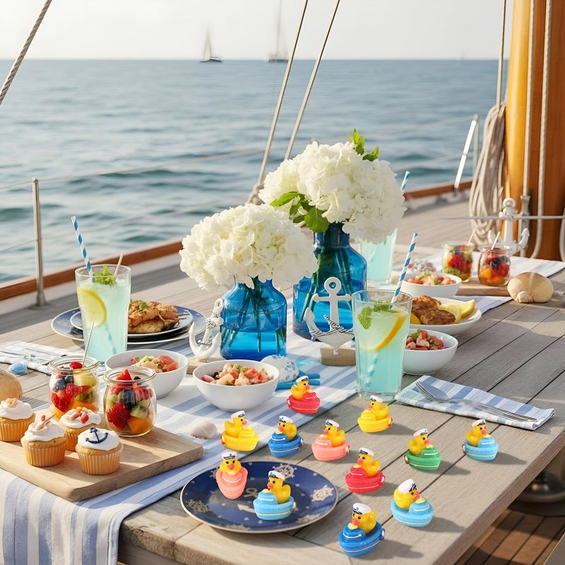 RoundFunny 36 Pcs Mini Ship Ducks Set Tiny Resin Cruise Duck in The Ship Funny Miniature Duck Sailor Figurines Micro Resin Animal Toy for Nautical Cruise Party Favors Hiding Car Garden Decor - Image 5