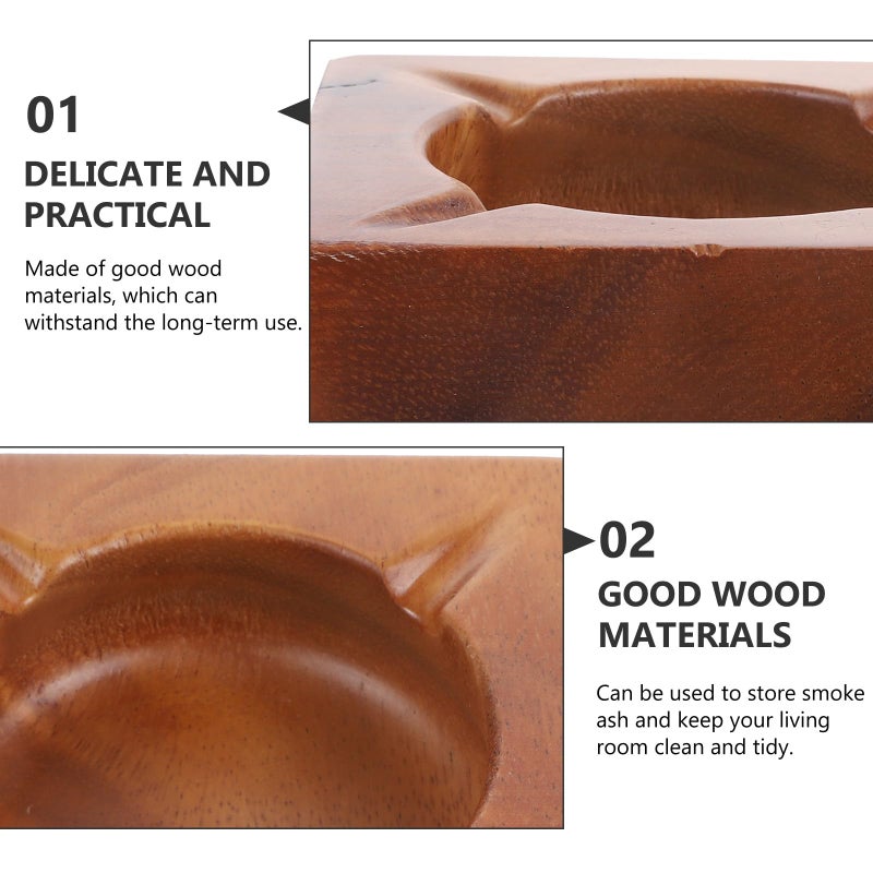 Large Wooden Ashtray Portable Retro Ash Holder for Home Office Desktop Decoration - Image 4