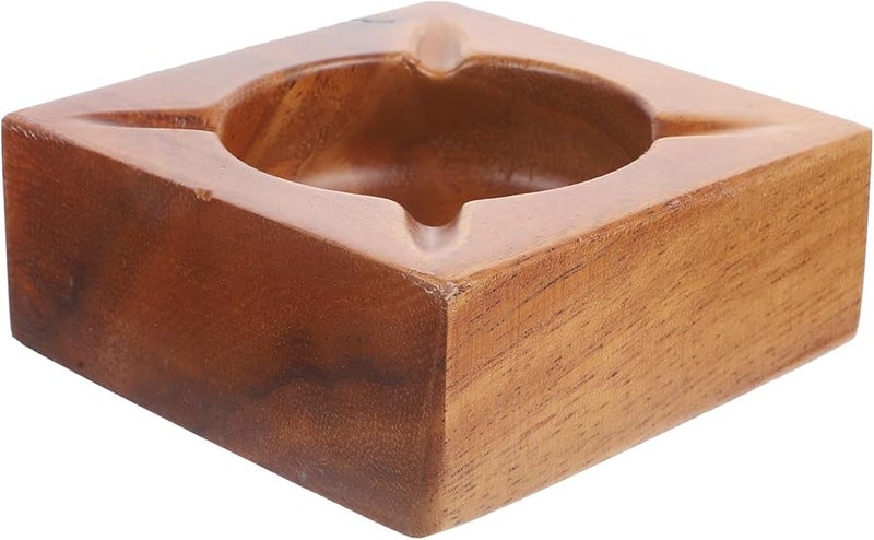 Large Wooden Ashtray Portable Retro Ash Holder for Home Office Desktop Decoration - Image 1