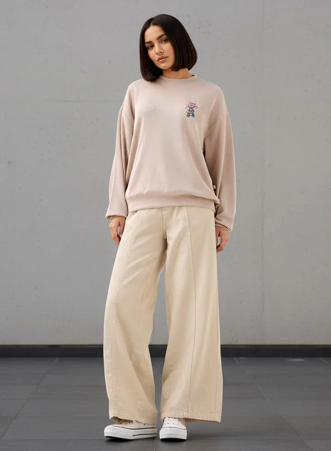 SP Characters Oversized Sweatshirt with Tom and Jerry Embroidery Detail