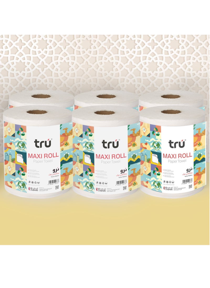 Tru Embossed Maxi Roll (Paper Towel) 550g 2Ply 6Rolls (Pack of 6)  - Image 4