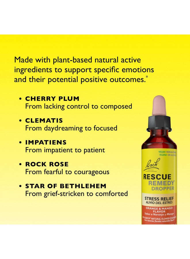 RESCUE Bach RESCUE Remedy, Orange Mango Flavor, Stress Relief, Homeopathic, Flower Essences, 20mL  - Image 3