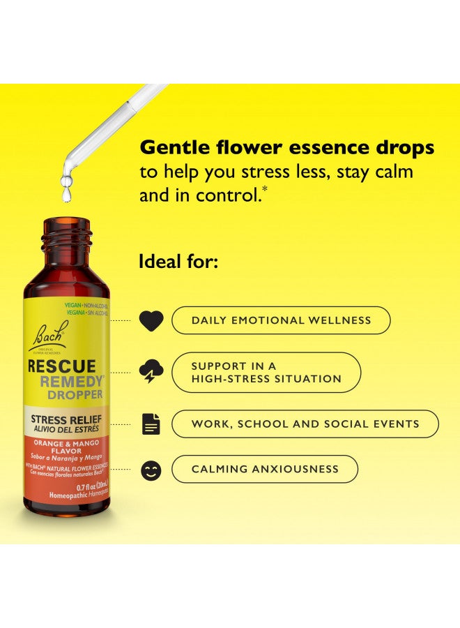 RESCUE Bach RESCUE Remedy, Orange Mango Flavor, Stress Relief, Homeopathic, Flower Essences, 20mL  - Image 5