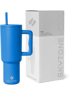 Skytone SKYTONE 1200ML Stainless Steel Tumblers for Hot & Cold Drink 100% Leakproof Tumbler with Handle, Double Insulated Cup Leak Proof Travel Mug, Office, Home (Blue)  - Image 1