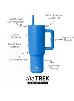 Skytone SKYTONE 1200ML Stainless Steel Tumblers for Hot & Cold Drink 100% Leakproof Tumbler with Handle, Double Insulated Cup Leak Proof Travel Mug, Office, Home (Blue)  - Image 2