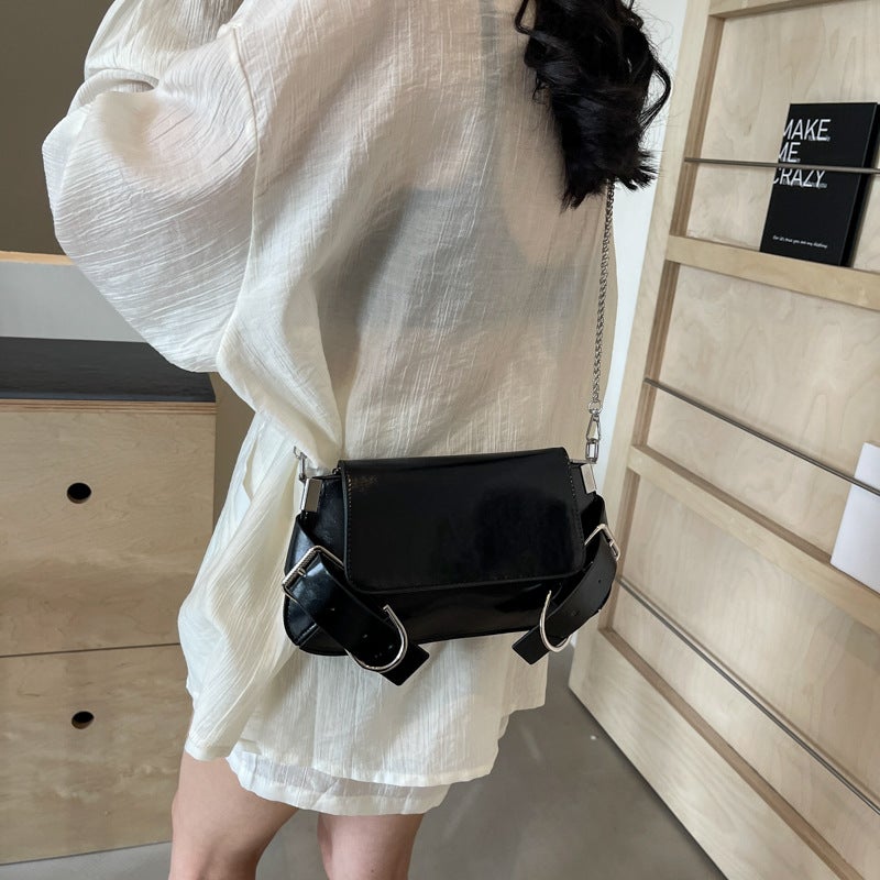 Sense Fashion Bag Women'S Korean Style Simple Casual Small Square Bag 2024 Summer Niche Trendy Crossbody Bag Mid-Silver - Image 4