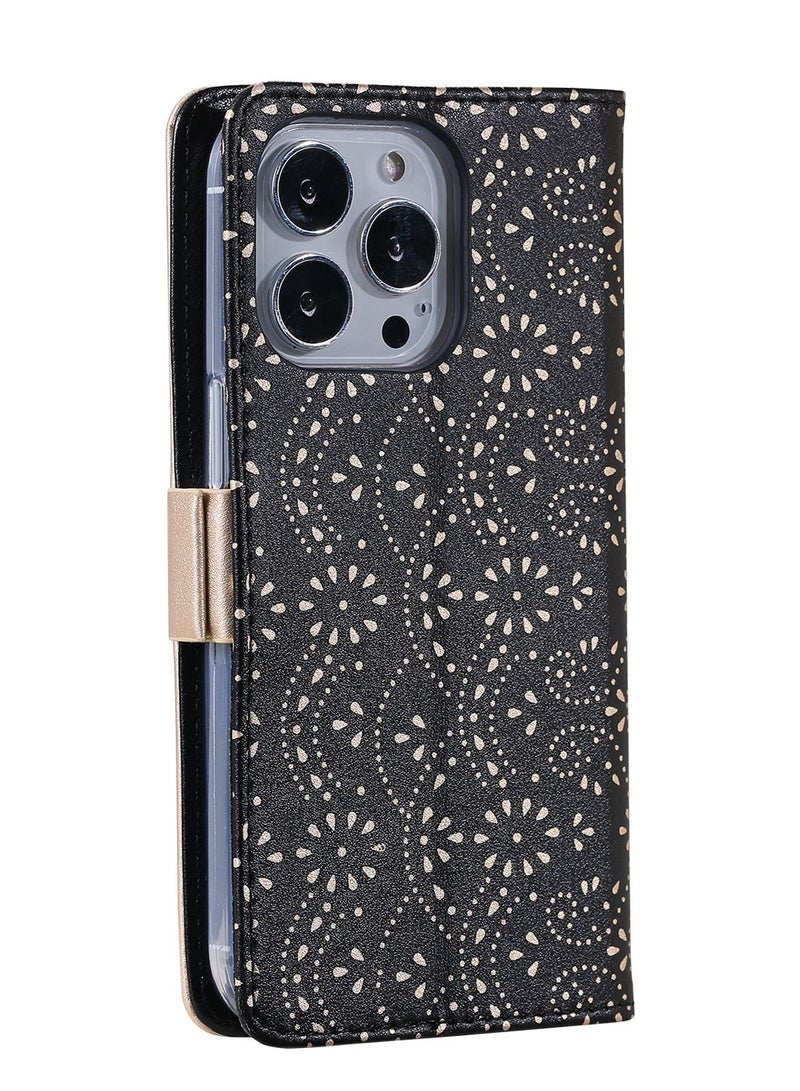 Suteni Lace Zipped Protective Leather Flip Cover Card Slots Phone Case for iPhone - Image 2