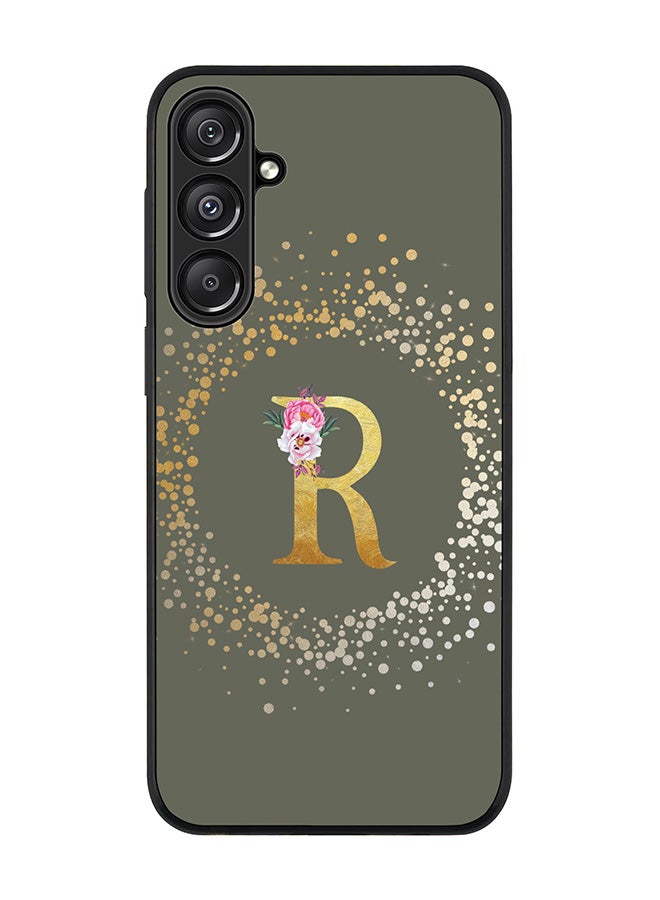 Stylizedd For Samsung Galaxy A16 / A16 5G Case,Slim fit Camera Protection, Shockproof Thin Phone cover - Custom Monogram Floral - R (Olive Green ) - Image 1