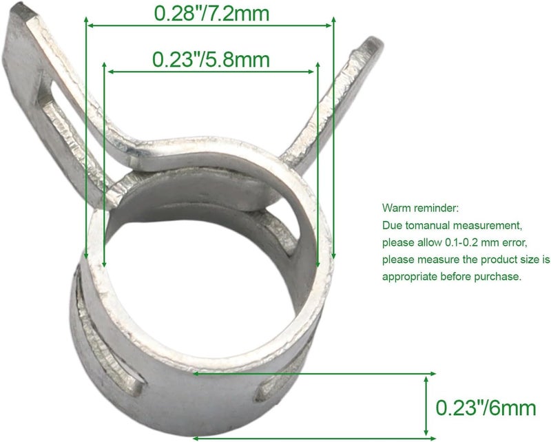 Rierdge 20 Pcs 1/4" ID Spring Band Type Clamps, 6mm Fuel Hose Clamps Fasteners, Silver Spring Hose Clip for Fuel Hose Line Water Pipe Air Tube Silicone Hose - Image 2