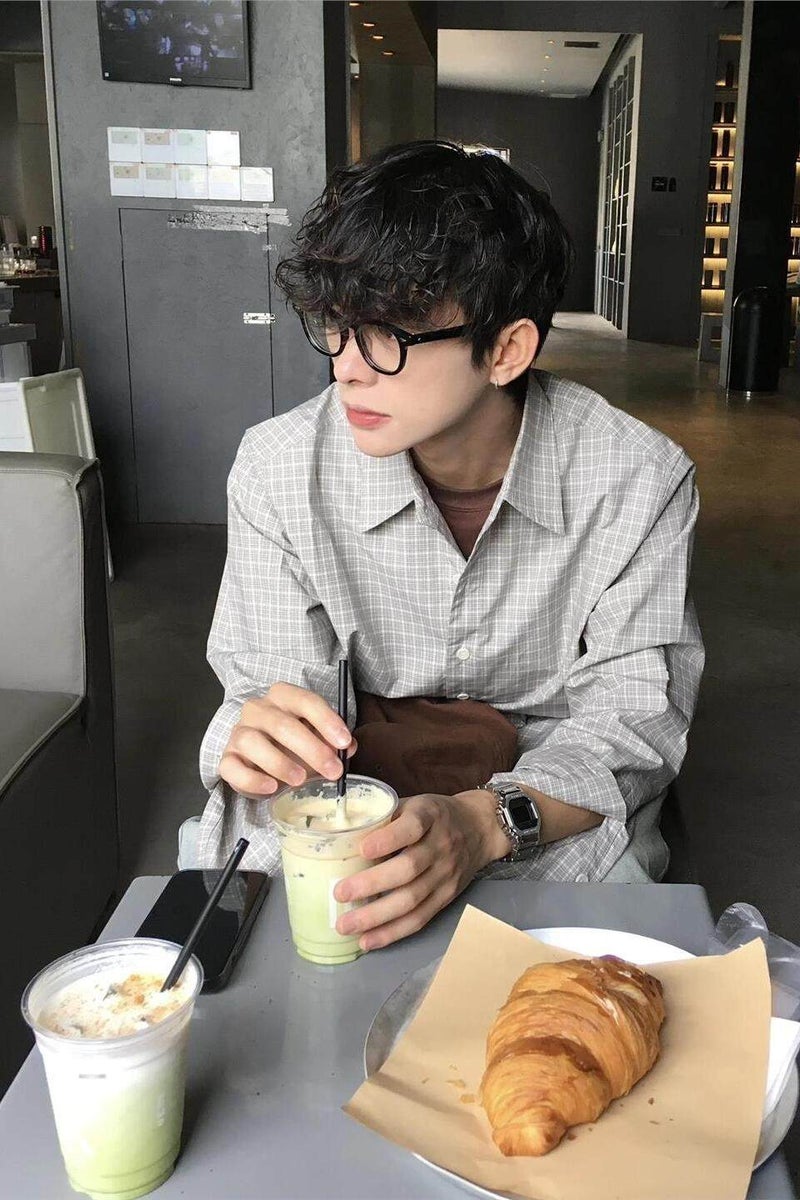 American retro gray-green plaid intellectual long-sleeved shirt men's cleanfit versatile plaid shirt jacket - Image 1