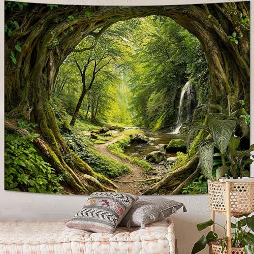 Kanuyee Forest Path Sunlight Wall Tapestry, Enchanting Woodland Tapestries for Room Decor, Nature Tapestry 60x44 Inch - Image 4