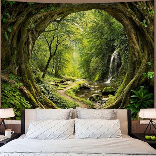 Kanuyee Forest Path Sunlight Wall Tapestry, Enchanting Woodland Tapestries for Room Decor, Nature Tapestry 60x44 Inch - Image 3