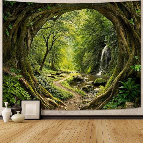 Kanuyee Forest Path Sunlight Wall Tapestry, Enchanting Woodland Tapestries for Room Decor, Nature Tapestry 60x44 Inch - Image 1