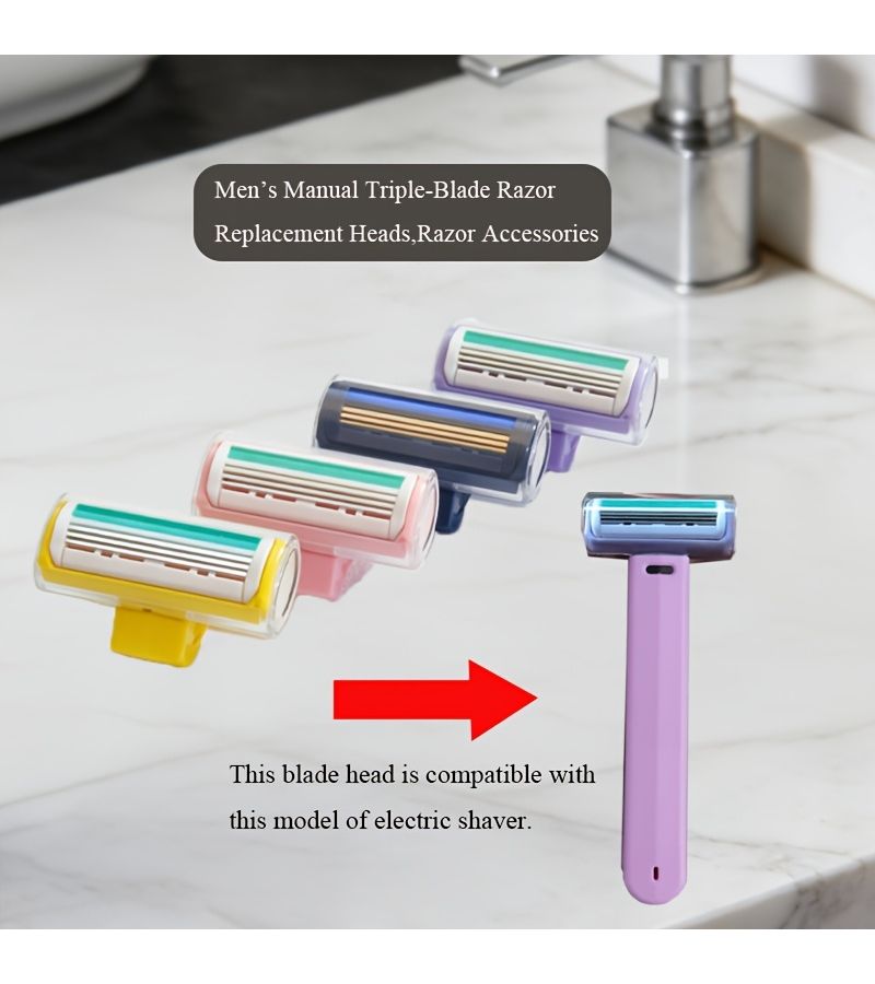 Three Layer Razor Head Purple Universal Fit For Hotels Guesthouses Bathhouses Travel - Image 1