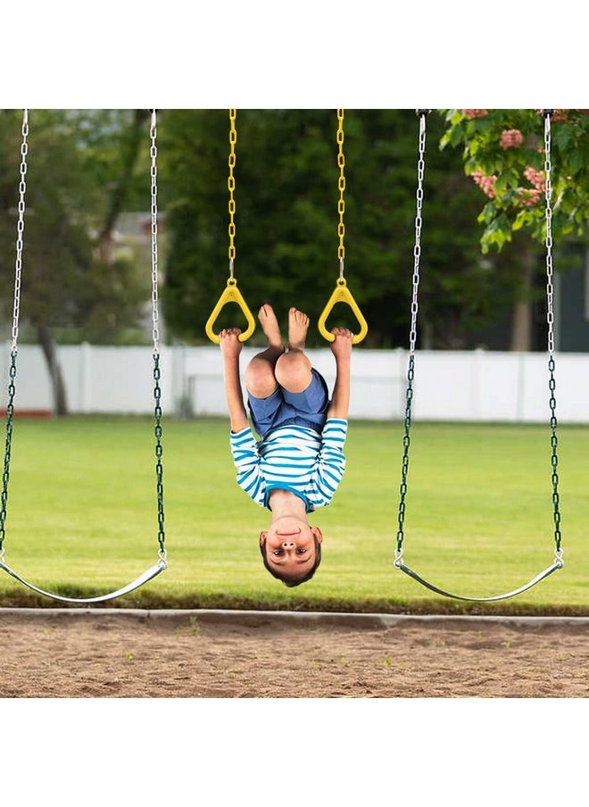 Toy Park - Toy Park Trapeze Gym Rings with Plastic Coated Chains, Ninja Exercising for Backyard - Outdoor Playground Accessories for Kids & Adults (Weight Capacity up to 120 Kgs) - Yellow - Image 1