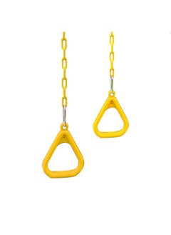 Toy Park Toy Park Trapeze Gym Rings with Plastic Coated Chains, Ninja Exercising for Backyard - Outdoor Playground Accessories for Kids & Adults (Weight Capacity up to 120 Kgs) - Yellow  - Image 1