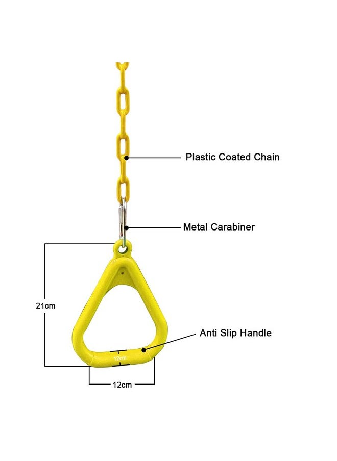 Toy Park - Toy Park Trapeze Gym Rings with Plastic Coated Chains, Ninja Exercising for Backyard - Outdoor Playground Accessories for Kids & Adults (Weight Capacity up to 120 Kgs) - Yellow - Image 1