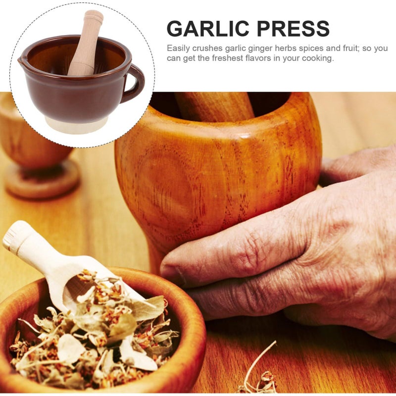 Manual Ceramic Garlic Masher and Pestle Set Easy to Clean Spice Grinding Kitchen Tool - Image 3