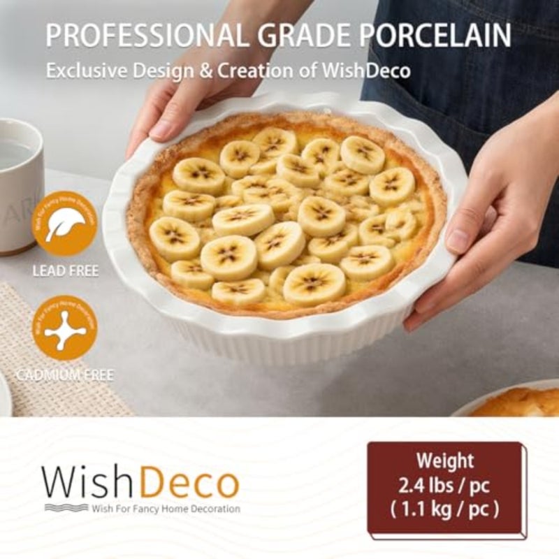Ceramic Pie Pan for Baking 23 cm/ 9 inch, Deep Round Pie Dish 1500 ml/ 50 oz, Pie Plate with Fluted Rim, Porcelain Baking Dish for Apple Pie, Quiche, Tart, Cake Oven Microwave Safe - Image 4