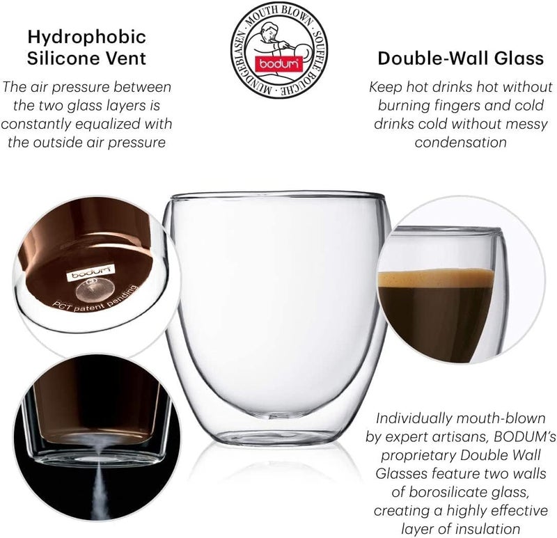 bodum Assam Double Wall Glass, 0.4 Litre Box, 2 Piece - BD-4555-10 Compact trendy practical build - Image 2