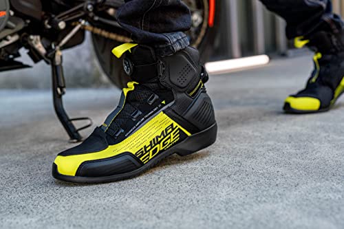 SHIMA Edge Vented Motorcycle Riding Shoes Men Ventilated Leather Boots Summer Suede ATOP Street Sport Stealth Moto Footwear Bikers Powersports Motorbike Ankle Protector (Mens Vent, Fluo, US 8.5) - Image 3