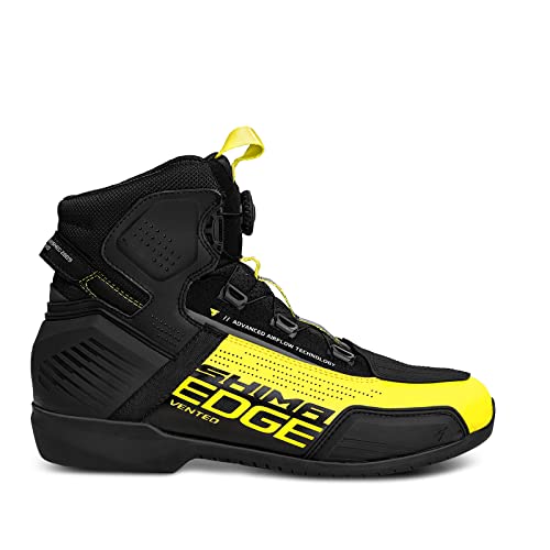 SHIMA Edge Vented Motorcycle Riding Shoes Men Ventilated Leather Boots Summer Suede ATOP Street Sport Stealth Moto Footwear Bikers Powersports Motorbike Ankle Protector (Mens Vent, Fluo, US 8.5) - Image 4