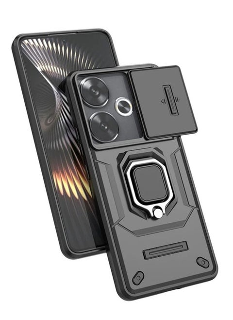 Xiaomi Poco F6 5G Case Cover Protector Accessories with Camera Len Protection Anti-Scratch Shockproof Anti-Fingerprints Back Cover with 360 Car Mount Magnetic Ring Holder Case Protector