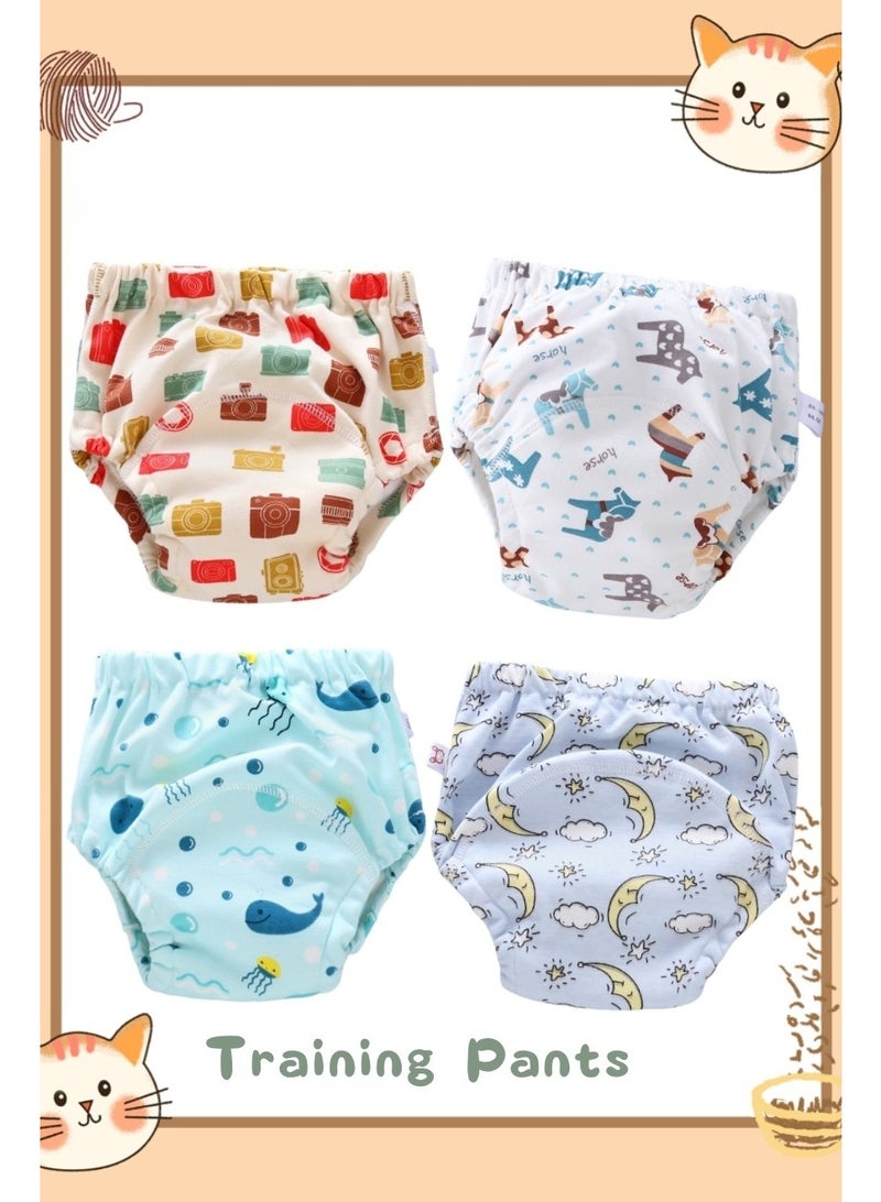 4 Pack Size L Potty Training Pants Breathable Potty Training Underwear Unisex Toddler Training Underpants for 0-3 Years Boy and Girls Strong Absorbent Cotton Training Pants - Image 1