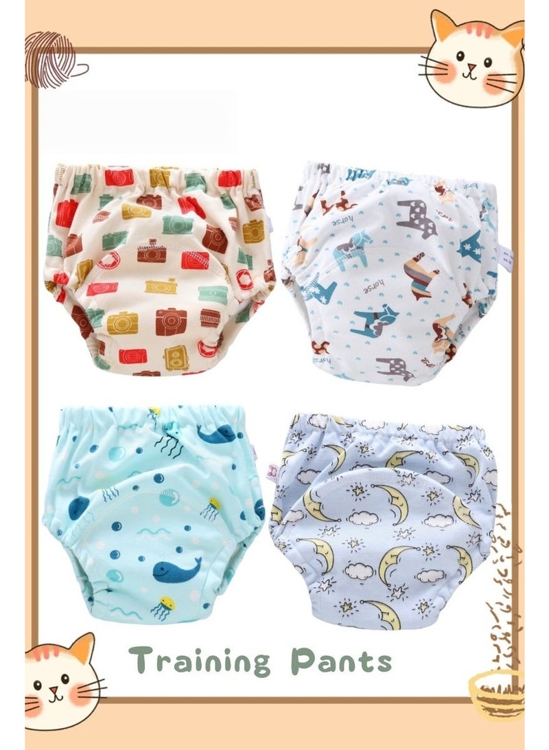 4 Pack Size L Potty Training Pants Breathable Potty Training Underwear Unisex Toddler Training Underpants for 0-3 Years Boy and Girls Strong Absorbent Cotton Training Pants - Image 2