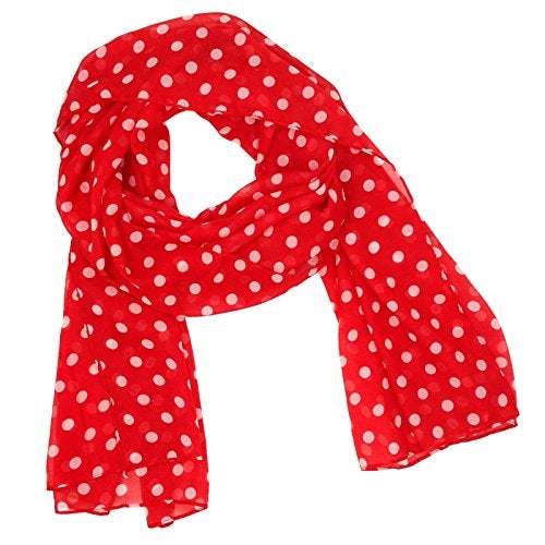 Tapp Collections Fashionable Polka Dots Soft Chiffon Scarf - Red - Image 1
