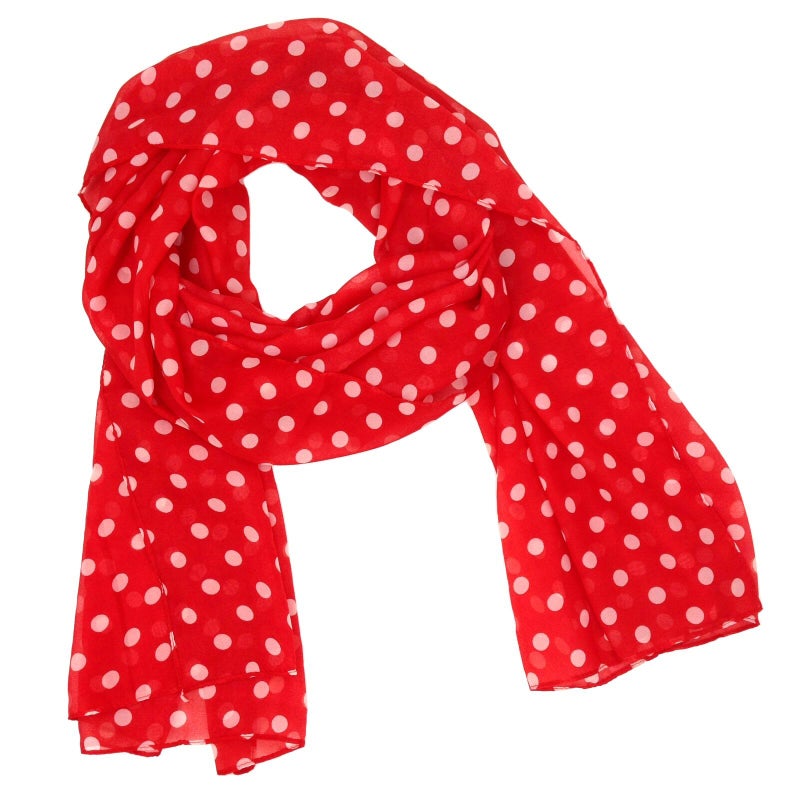 Tapp Collections Fashionable Polka Dots Soft Chiffon Scarf - Red - Image 5