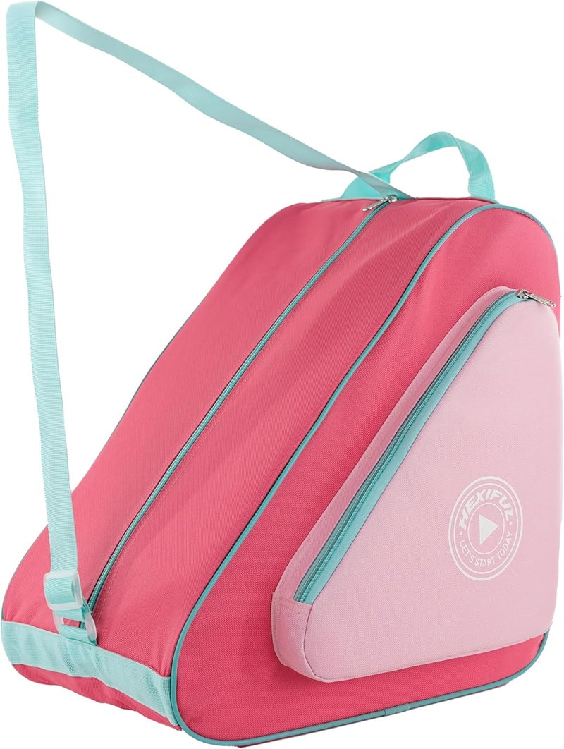 HEXIFUL Skate Bag for Ice, Inline, Roller & Quad Skates - Kids & Adults (Pink-Cherry/Mint 026) - Image 1