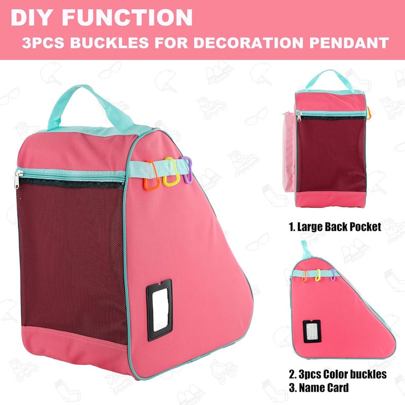 HEXIFUL Skate Bag for Ice, Inline, Roller & Quad Skates - Kids & Adults (Pink-Cherry/Mint 026) - Image 5