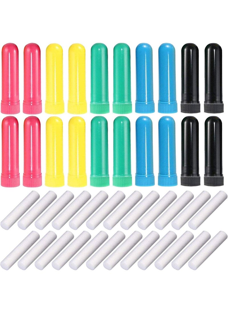 ONWON 24 Pcs Essential Oil Aromatherapy Inhaler, Refillable Nasal Inhaler Blanks with Unscented Wicks, Assorted Colors 