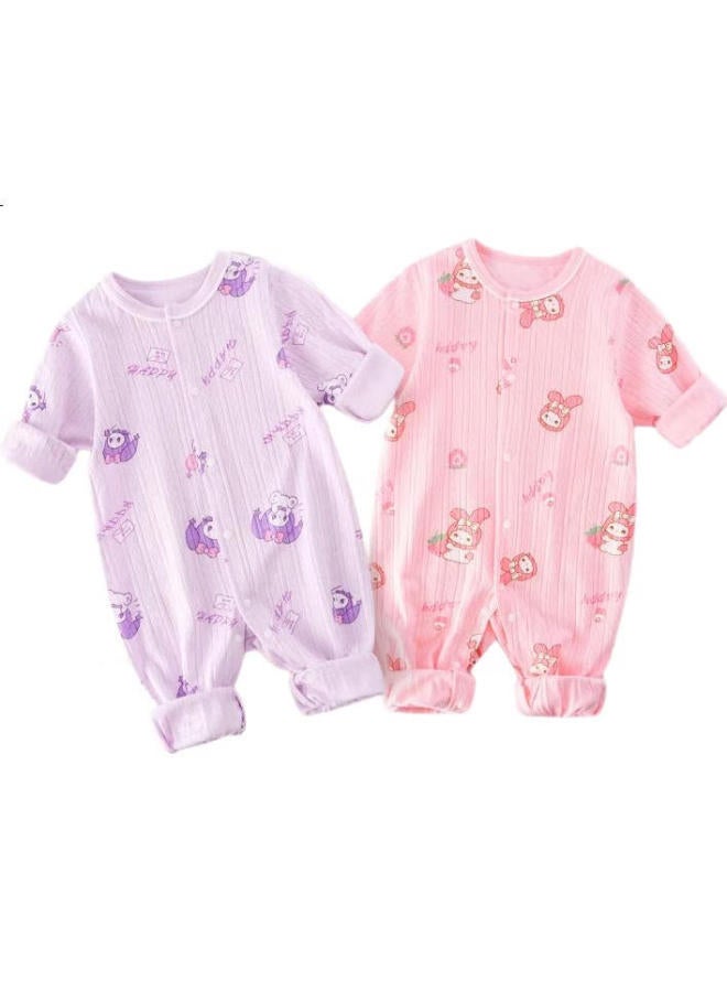 Deesha Baby Romper Newborn Spring And Autumn Climbing Suit Comfortable And Breathable Cake Rabbit (Pink) 90 - Image 1