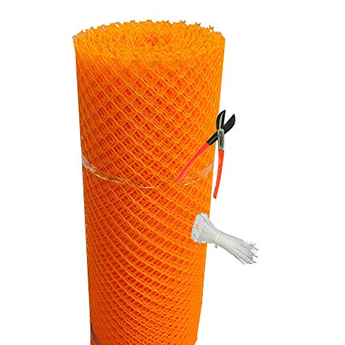 SAI PRASEEDA UV Stabilized Garden Fencing Net_Tree Guard Net_Anti Bird Net_PVC Virgin HDPE_3.3 Feet Height X 20 Feet Length_Orange Color_800 GSM with 1 Cutter and 100 PVC Tags SP26 - Image 1