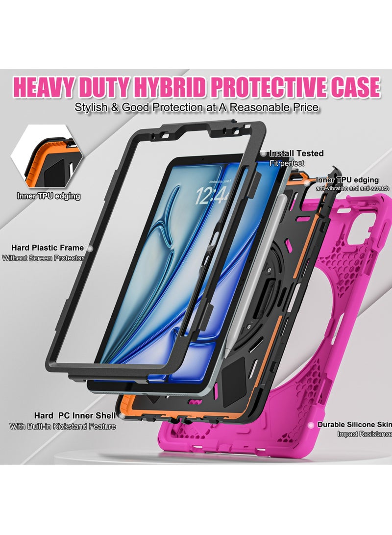 Rock Pow Case for iPad Air 11 inch(M3/M2) 2025/2024,iPad Air 5th 10.9 Inch (2022)/Air 4th 10.9 Inch (2020) and iPad Pro 11 inch (2022/2021/2020/2018) Upgraded Grade Heavy Duty Silicone with Pencil Holder 360 Degree Rotating Stand Handle Cover for Air 11inch/Pro 11inch(2022-2018)/Air 10.9inch  - Image 3