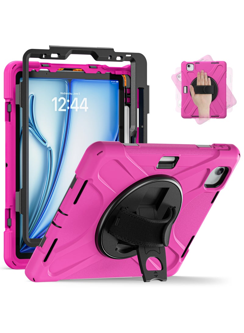 Rock Pow Case for iPad Air 11 inch(M3/M2) 2025/2024,iPad Air 5th 10.9 Inch (2022)/Air 4th 10.9 Inch (2020) and iPad Pro 11 inch (2022/2021/2020/2018) Upgraded Grade Heavy Duty Silicone with Pencil Holder 360 Degree Rotating Stand Handle Cover for Air 11inch/Pro 11inch(2022-2018)/Air 10.9inch  - Image 1